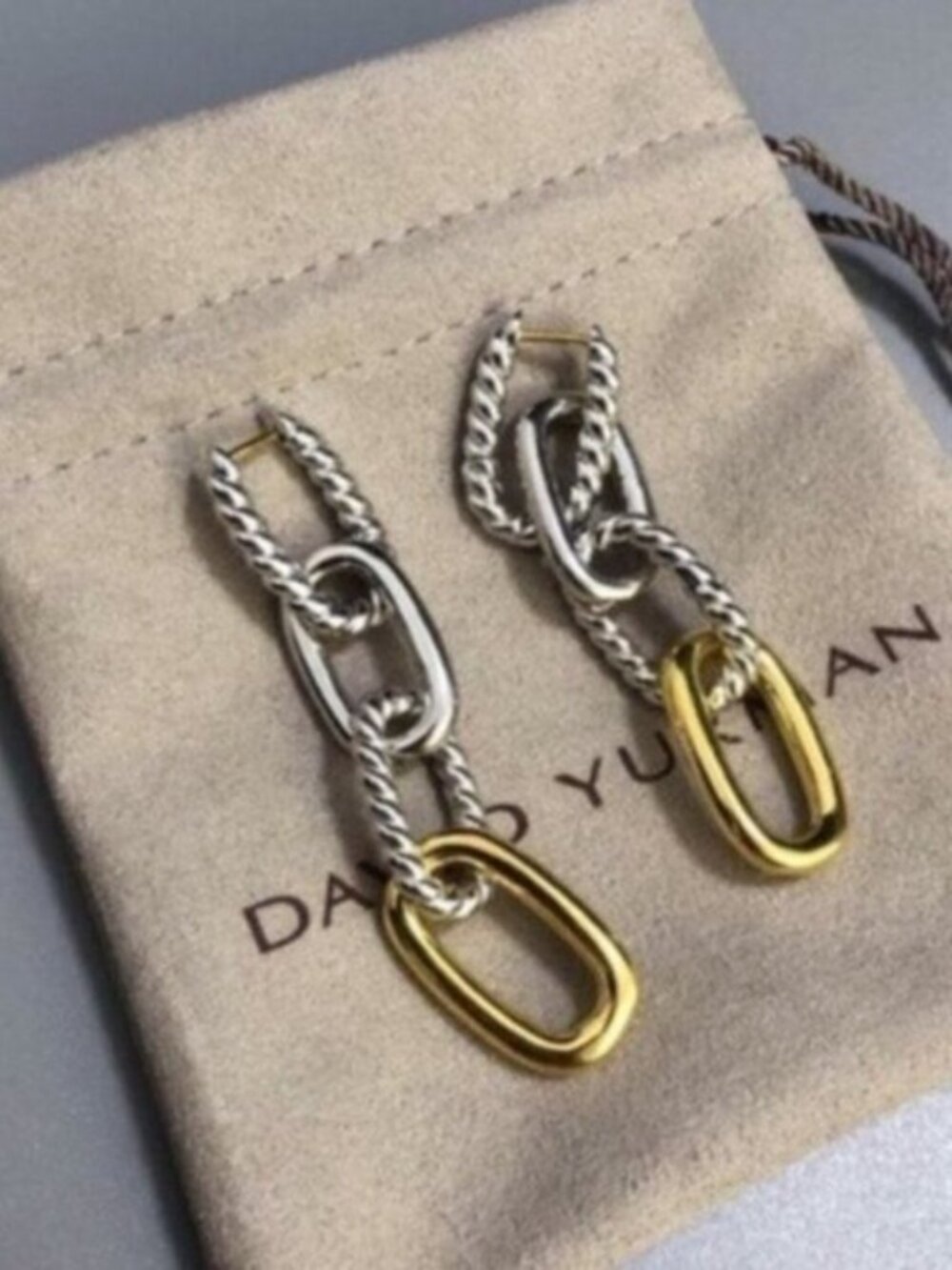 David Yurman Two-Tone Chain Link Earrings